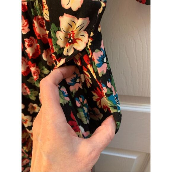 CURATIONS MAXI DRESS BOHO WRAP FRONT V NECK 3/4 SLEEVES BANDED WAIST SZ MED - Picture 13 of 14